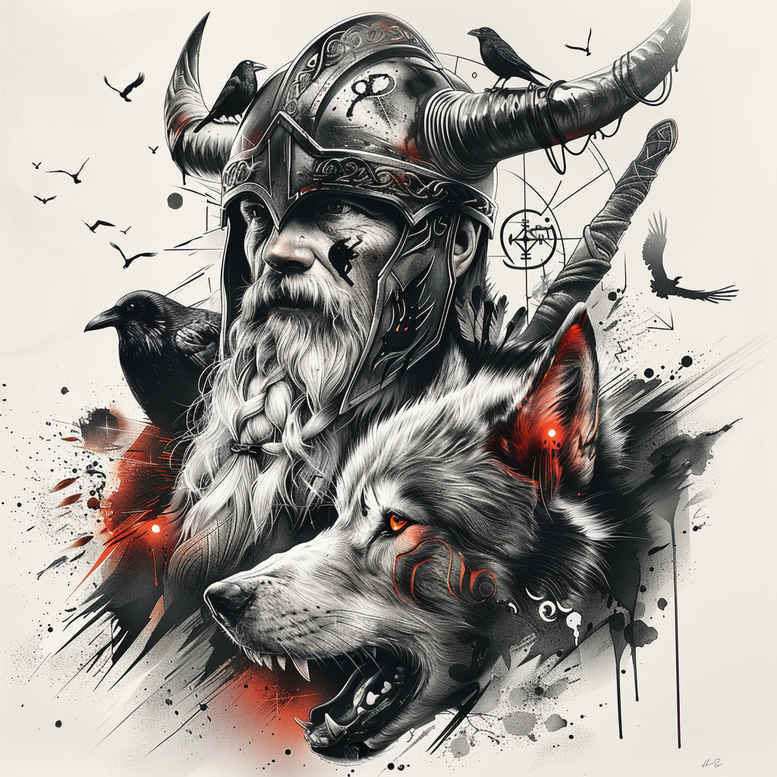 odin tattoo design ideas Surrealism phantasmagoria fierce for ribs