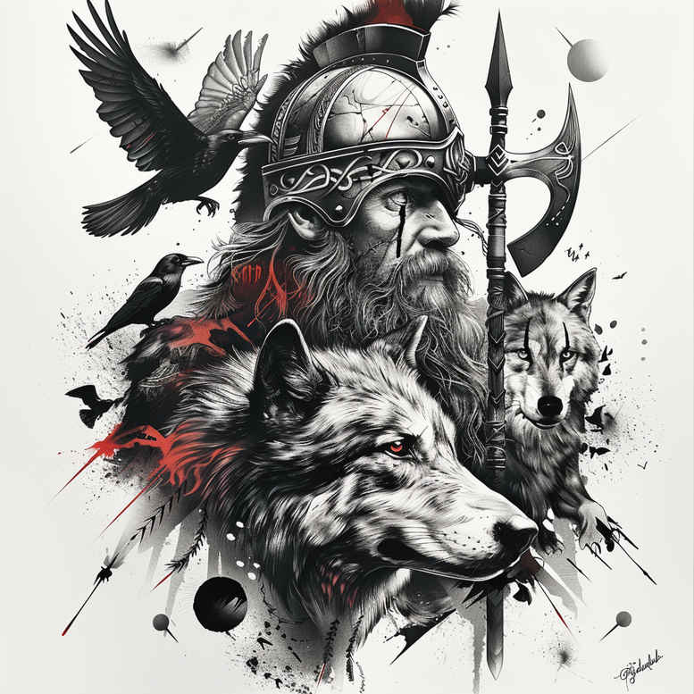 odin tattoo design ideas atmospheric fierce for side