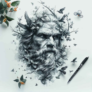 odin tattoo design ideas watercolor-style fierce gaze for back shoulder