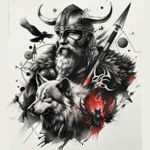 odin tattoo design ideas vivid detail legendary warrior for lower leg