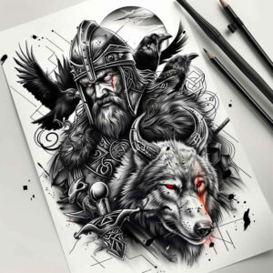 odin tattoo design ideas Realism soft focus mythology represents courage