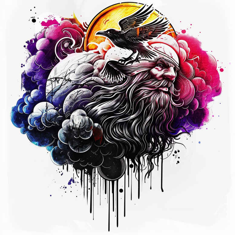 odin tattoo design ideas Surrealism shifting shapes Nordic for side