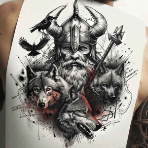 odin tattoo design ideas strong contrast one-eyed embodying determination