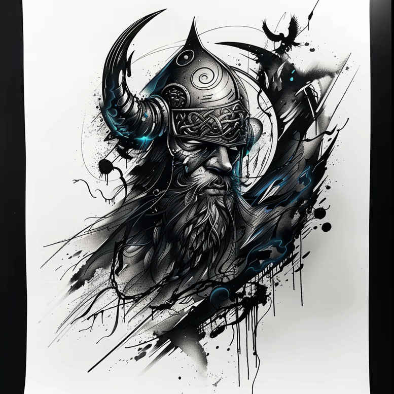odin tattoo design ideas Surrealism imaginative protector for knee