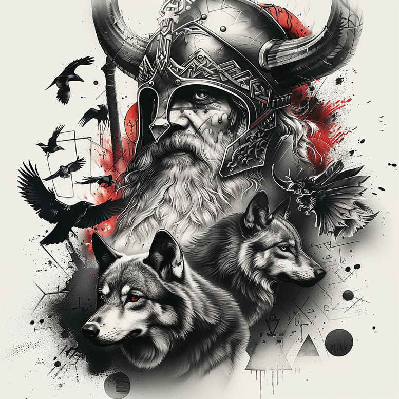 odin tattoo design ideas Surrealism phantasmagoria ravens stands for strength