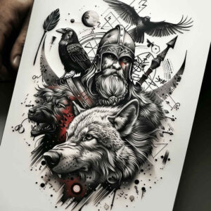 odin tattoo design ideas glowing strong for chest