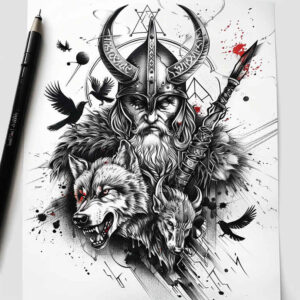 odin tattoo design ideas ornamental strong for knee
