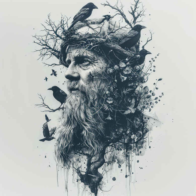 odin tattoo design ideas Surrealism imperfect symmetry war meaning endurance