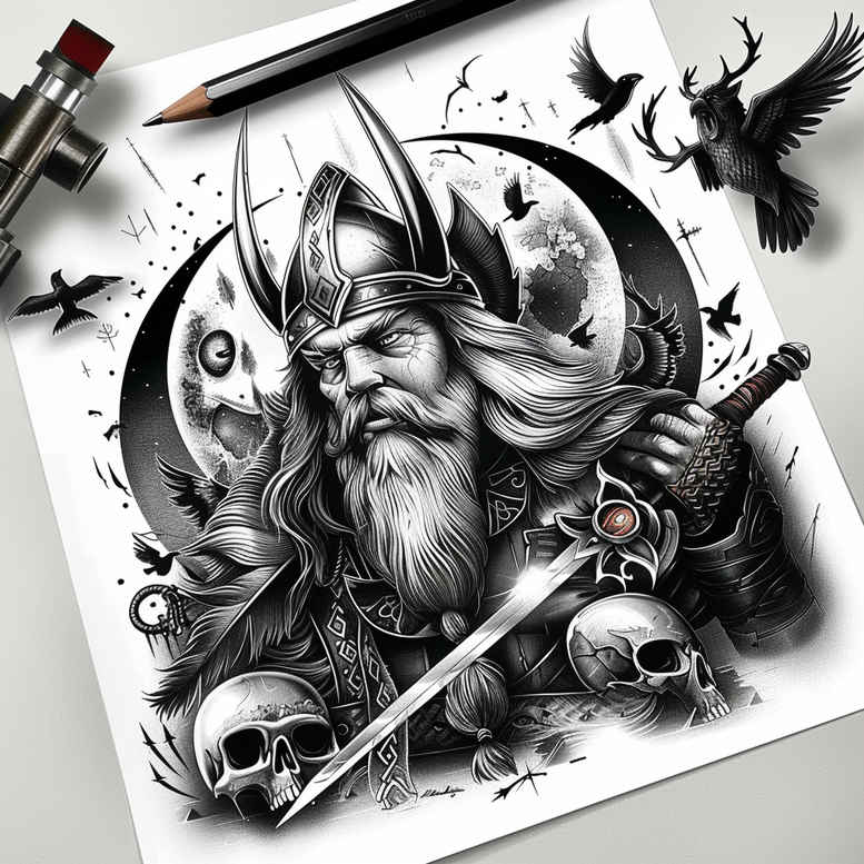 odin tattoo design ideas Realism living skin wisdom for wrist