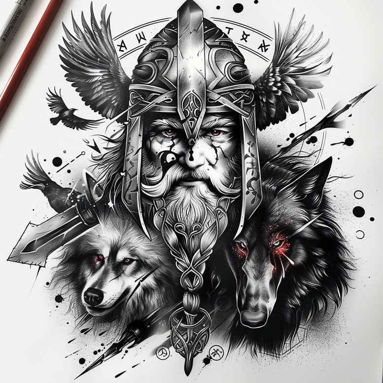 odin tattoo design ideas Realism realistic dimension wise for nape