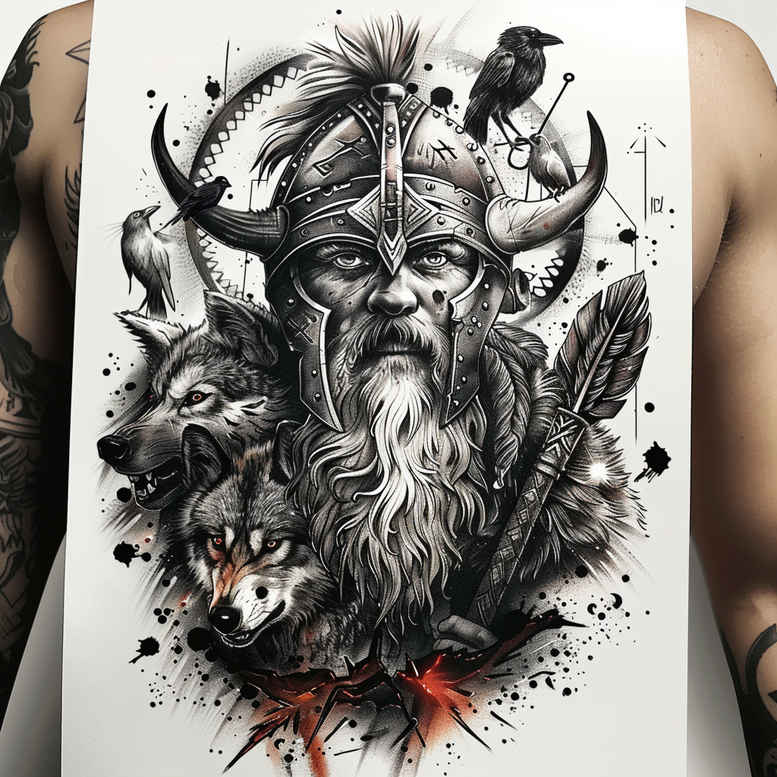 odin tattoo design ideas Surrealism symbolism wise for upper back