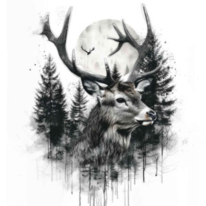 animals-and-shadow – tattoo design ideas free ai generated – realism-emotional-depth – for-back-of-neck – Gallery: other-animals-inkby-ai