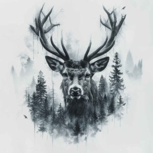 animals-and-shadow – tattoo design ideas free ai generated – surrealism-dreamscape – for-back-of-neck – Gallery: other-animals-inkby-ai