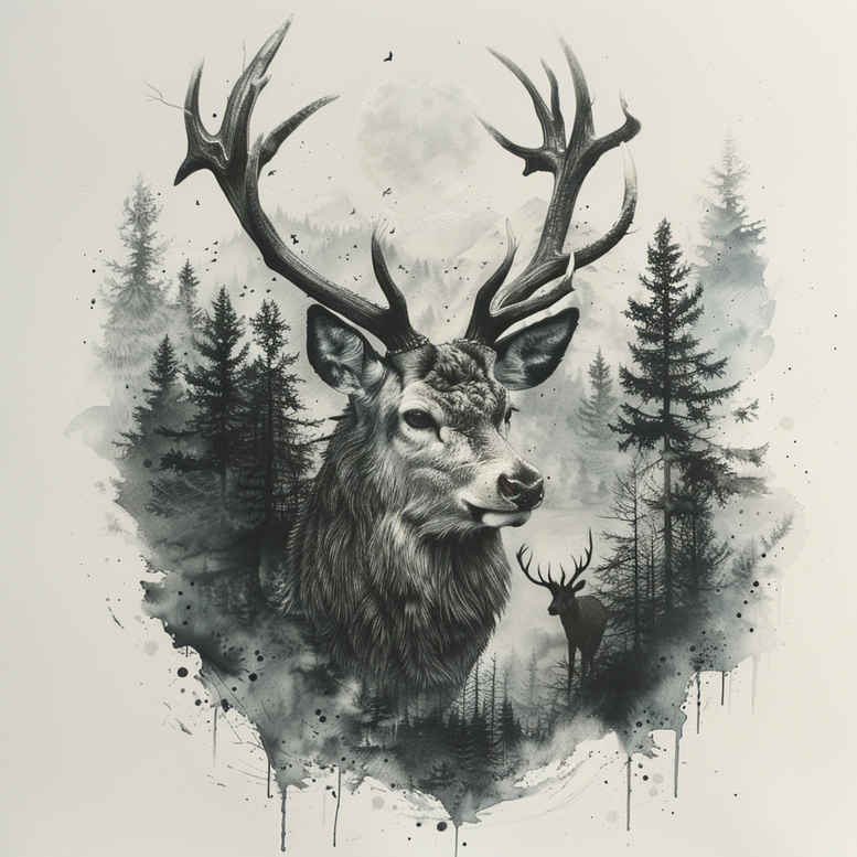 animals-with-energy – tattoo design ideas free ai generated – neotraditional-soft-blending – for-back-of-neck – Gallery: other-animals-inkby-ai