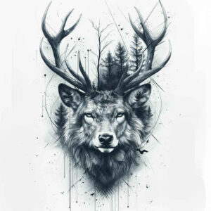 animals-with-expression – tattoo design ideas free ai generated – neotraditional-color-blending – for-lower-leg – Gallery: other-animals-inkby-ai