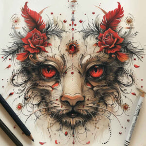animals-with-expression – tattoo design ideas free ai generated – neotraditional-contrasting-colors – for-scapula – Gallery: other-animals-inkby-ai