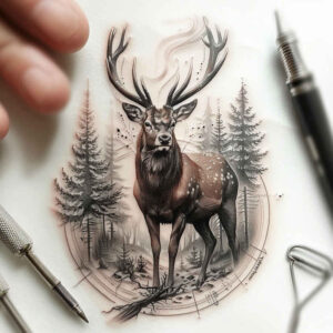 animals-with-lines – tattoo design ideas free ai generated – neotraditional-clean-fill – for-heel – Gallery: other-animals-inkby-ai