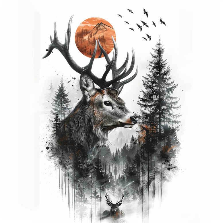 animals-with-lines – tattoo design ideas free ai generated – realism-subtle-saturation – for-upper-chest – Gallery: other-animals-inkby-ai