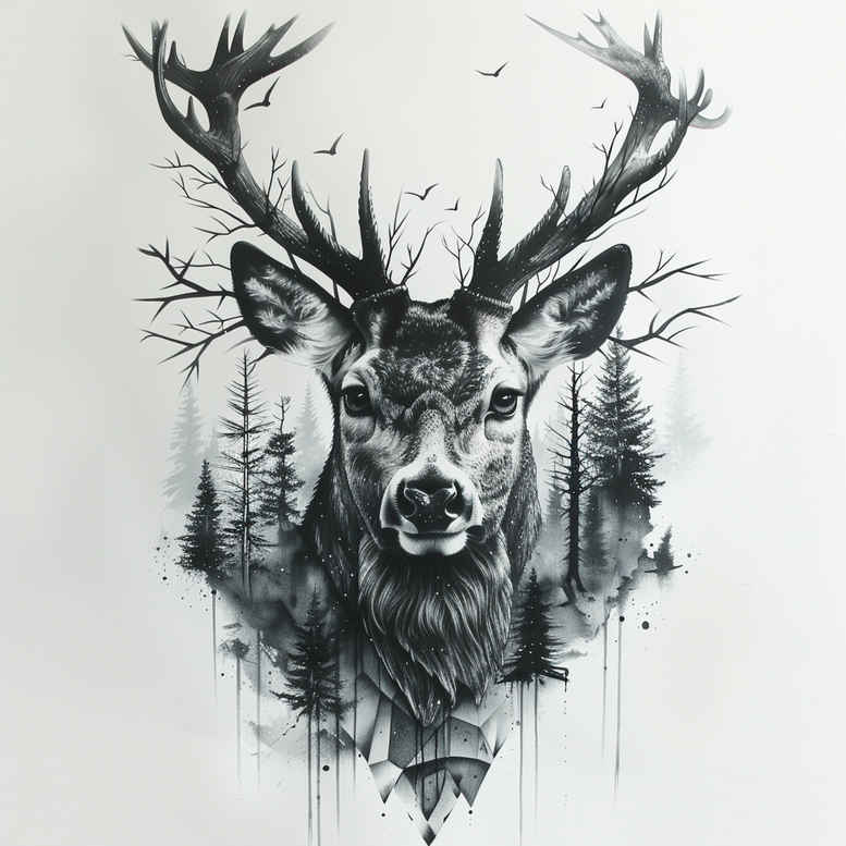 animals-with-natural-look-for-men – tattoo design ideas free ai generated – neotraditional-textured-shading – for-knee – Gallery: other-animals-inkby-ai