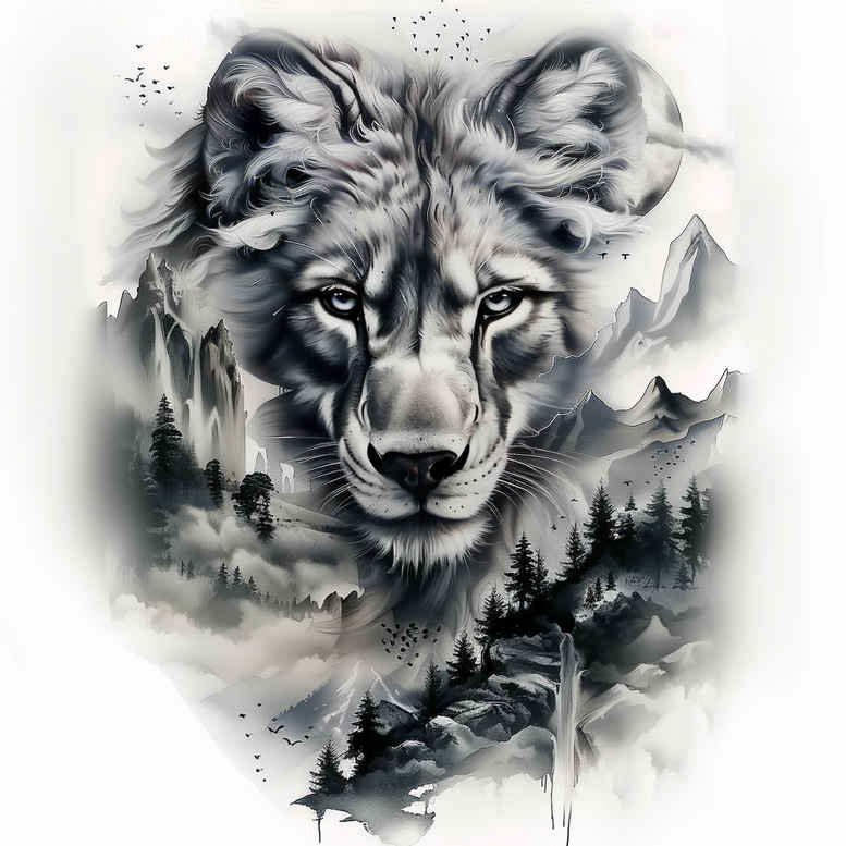 animals-with-shading – tattoo design ideas free ai generated – realism-photographic-quality – for-nape – Gallery: other-animals-inkby-ai