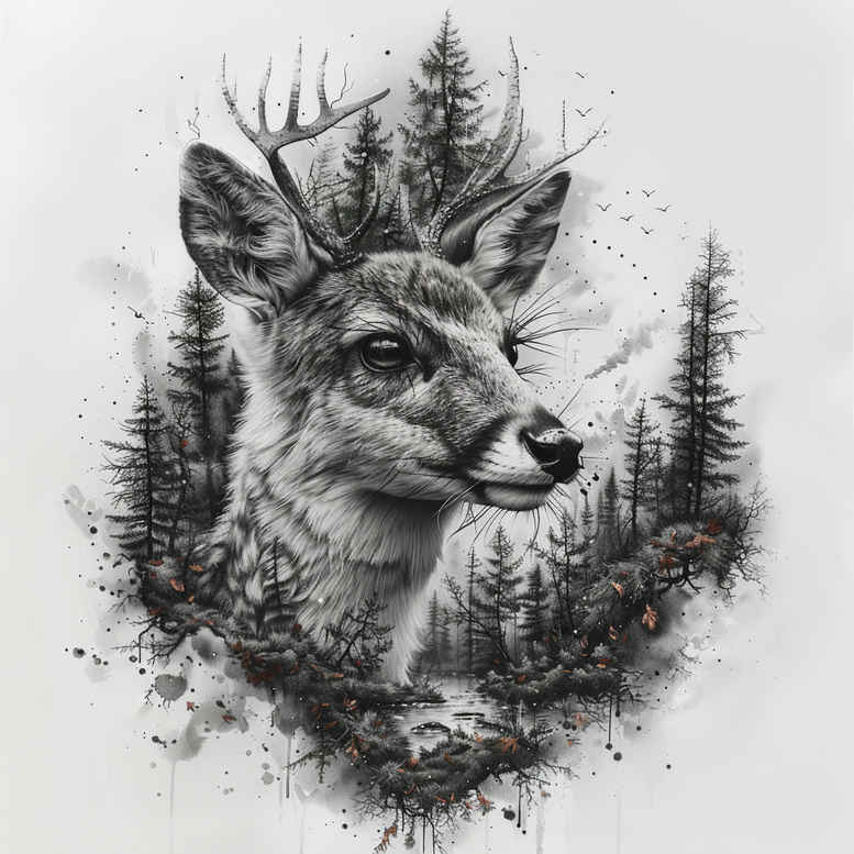 exotic-animals – tattoo design ideas free ai generated – surrealism-enigmatic-light – for-upper-back – Gallery: other-animals-inkby-ai