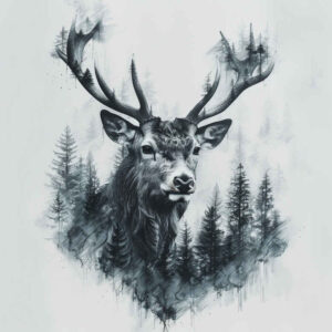 forest-animals – tattoo design ideas free ai generated – surrealism-illusionary – for-upper-chest – Gallery: other-animals-inkby-ai