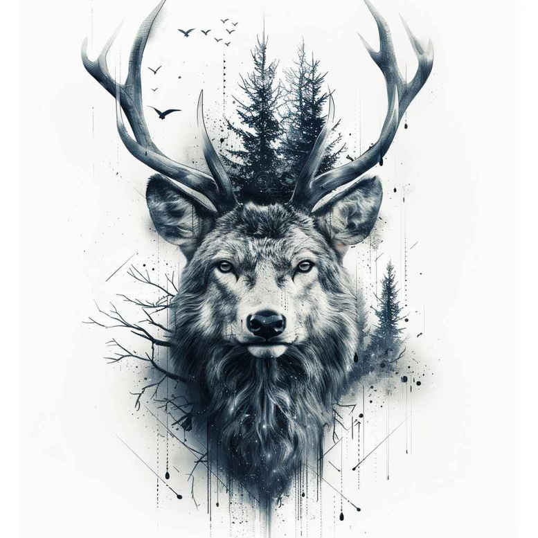 forest-animals – tattoo design ideas free ai generated – surrealism-symbolism – for-side – Gallery: other-animals-inkby-ai