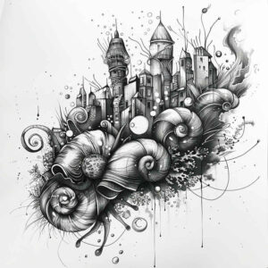 mystical-animals – tattoo design ideas free ai generated – surrealism-impossible-forms – for-lower-leg – Gallery: other-animals-inkby-ai