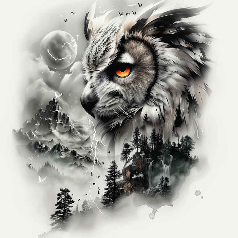 other-animals tattoo design ideas Surrealism shadow play dynamic poses resilience and power