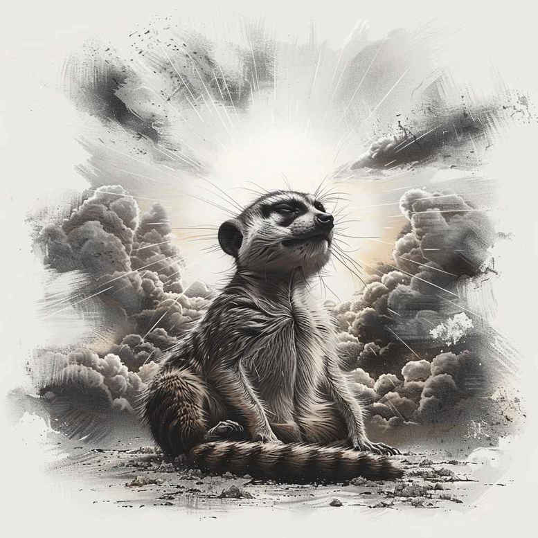 Tiger in grayscale with smoky clouds; black and grey shading; project for cover-up tattoo design.