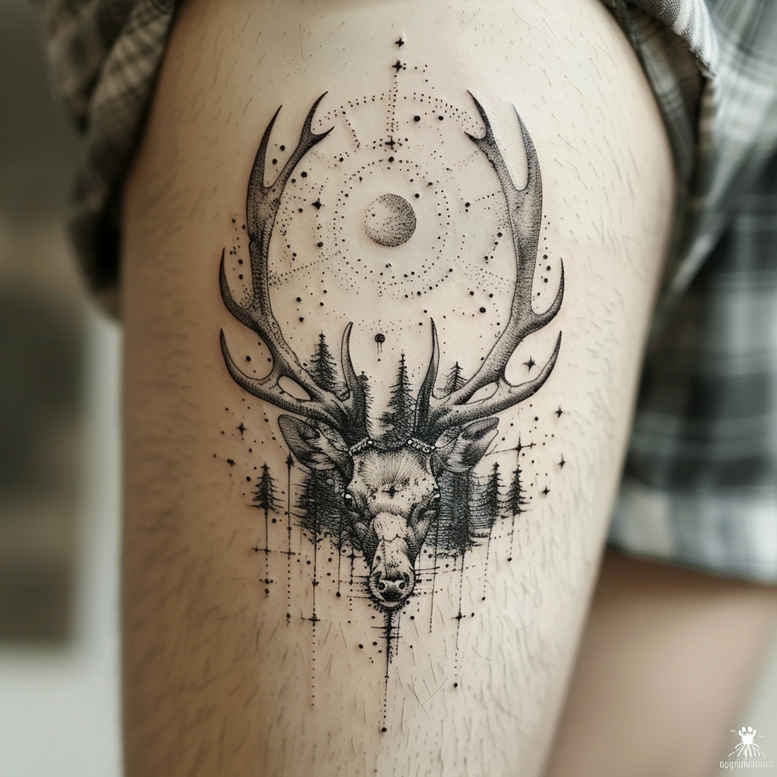 other-animals tattoo design ideas bold color blocks tribal style stands for perseverance