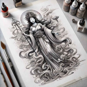 asian-spiritual-tattoo-neotraditional-subtle-tone-for-back-of-neck – tattoo design ideas free ai generated – Gallery: other-asia-inkby-ai