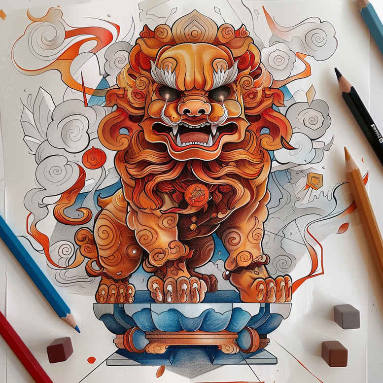 asian-geometric-motifs – tattoo design ideas free ai generated – realism-natural-look – for-neck – Gallery: other-asia-inkby-ai