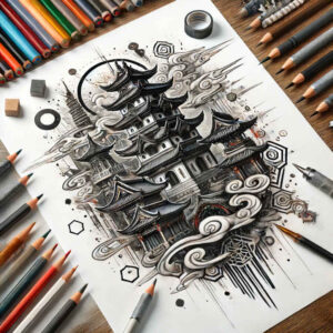 japanese-tattoo-surrealism-chromatic-flux-for-collarbone – tattoo design ideas free ai generated – Gallery: other-asia-inkby-ai