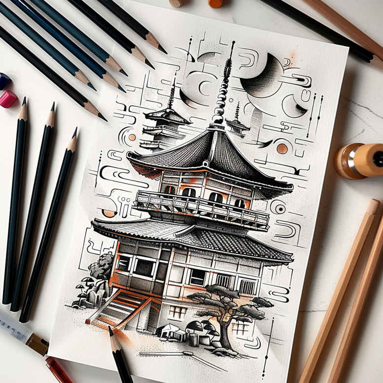 asian-wavy-patterns – tattoo design ideas free ai generated – realism-glowing-edges – for-chest – Gallery: other-asia-inkby-ai