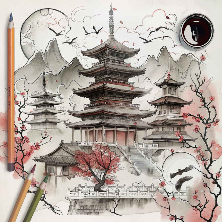 mythical-asian-motifs – tattoo design ideas free ai generated – surrealism-ethereal – for-calf – Gallery: other-asia-inkby-ai