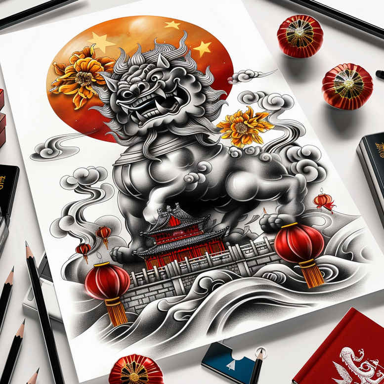 other-asia tattoo design ideas surreal dragons symbolising courage