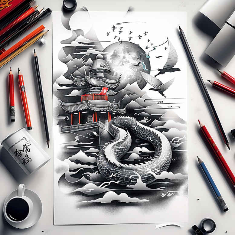 other-asia tattoo design ideas Realism natural contrast layered for lower arm