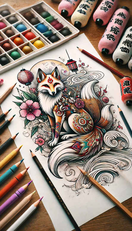 other-asia tattoo design ideas CGI-rendered traditional patterns for lower leg