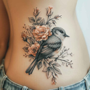 3d-bird-tattoo – tattoo design ideas free ai generated – neotraditional-detailed-textures – for-back-of-neck – Gallery: other-birds-inkby-ai