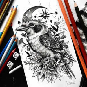 3d-bird-tattoo – tattoo design ideas free ai generated – neotraditional-saturated-hues – for-toe – Gallery: other-birds-inkby-ai