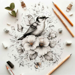 artistic-bird-tattoo – tattoo design ideas free ai generated – neotraditional-bold-texture – for-abdomen – Gallery: other-birds-inkby-ai