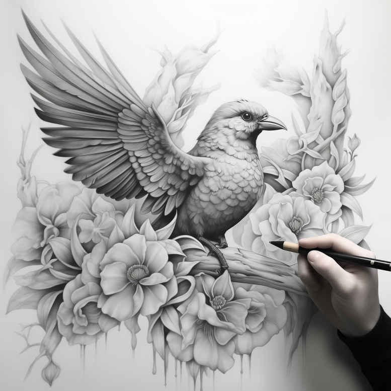 artistic-bird-tattoo – tattoo design ideas free ai generated – realism-depth-perception – for-shoulder – Gallery: other-birds-inkby-ai