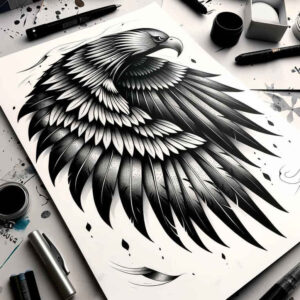 bird-contour-tattoo – tattoo design ideas free ai generated – realism-photo-accuracy – for-behind-ear – Gallery: other-birds-inkby-ai