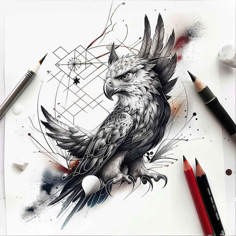 bird-dot-tattoo – tattoo design ideas free ai generated – surrealism-symbolic – for-thigh – Gallery: other-birds-inkby-ai