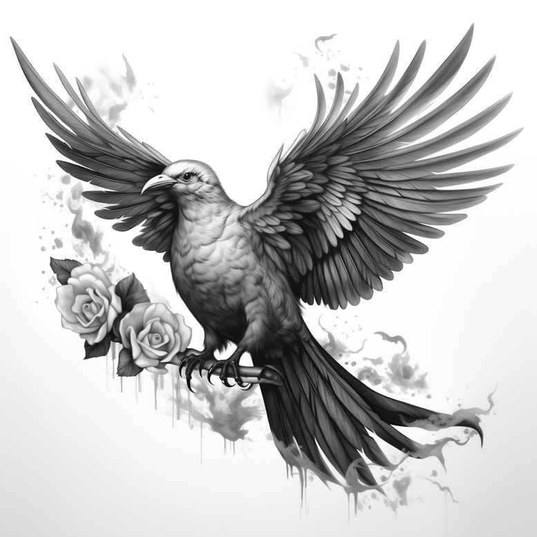 bird-light-effect-tattoo – tattoo design ideas free ai generated – neotraditional-clean-contrast – for-behind-ear – Gallery: other-birds-inkby-ai