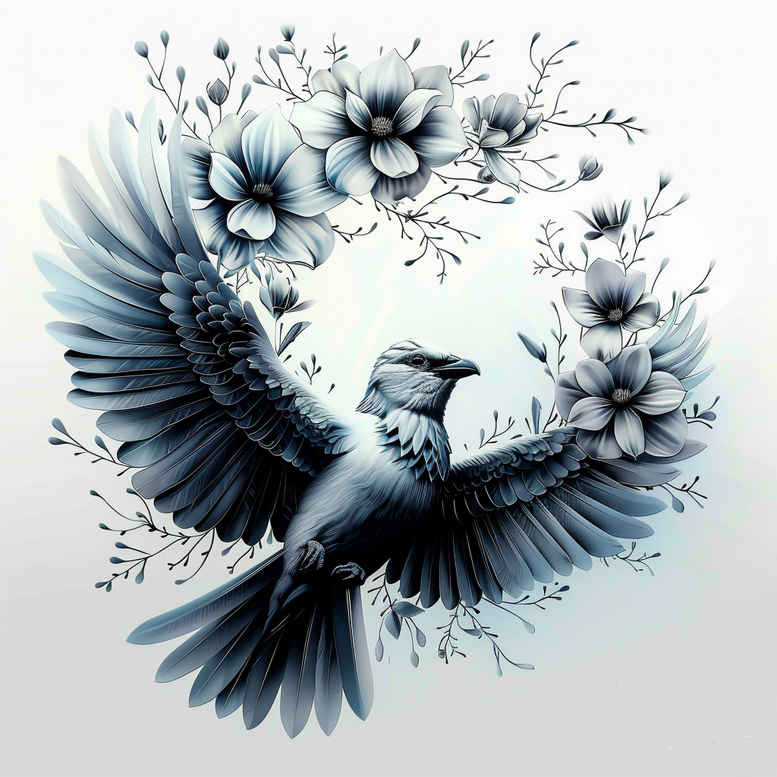 bird-light-effect-tattoo – tattoo design ideas free ai generated – neotraditional-decorative-detail – for-back – Gallery: other-birds-inkby-ai