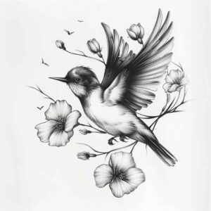 bird-light-effect-tattoo – tattoo design ideas free ai generated – realism-sharp-focus – for-lower-thigh – Gallery: other-birds-inkby-ai