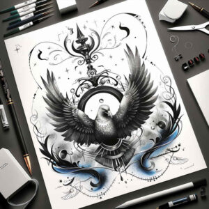 bird-light-tattoo – tattoo design ideas free ai generated – neotraditional-bold-texture – for-heel – Gallery: other-birds-inkby-ai