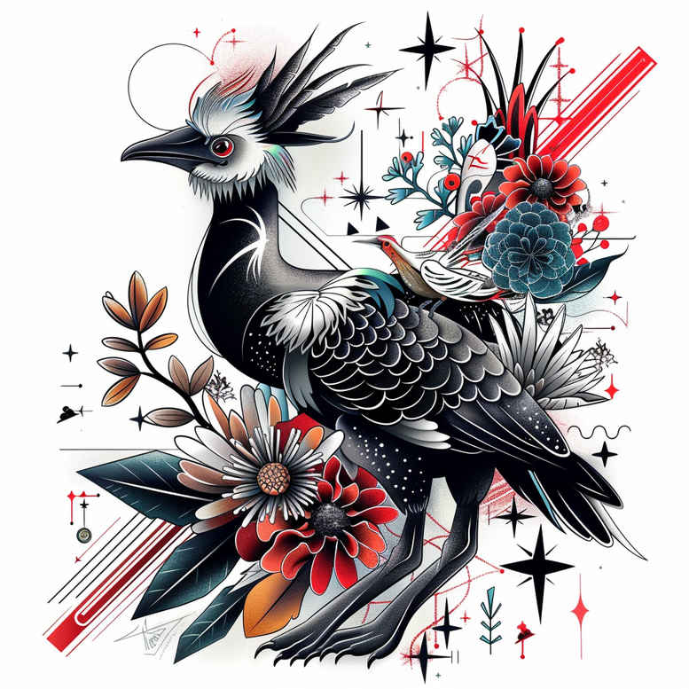 bird-movement-tattoo – tattoo design ideas free ai generated – neotraditional-subtle-tone – for-knee – Gallery: other-birds-inkby-ai